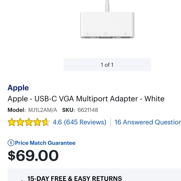 Apple USB-C VGA Multiport Adapter - Picture 3 of 3